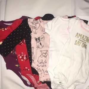 6 onesies; 3 long sleeve 3 short sleeve